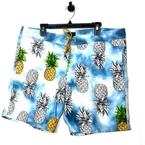Valor | Men’s Pineapple all over Board Shorts | Lite Blue/ All over Print | Lrg